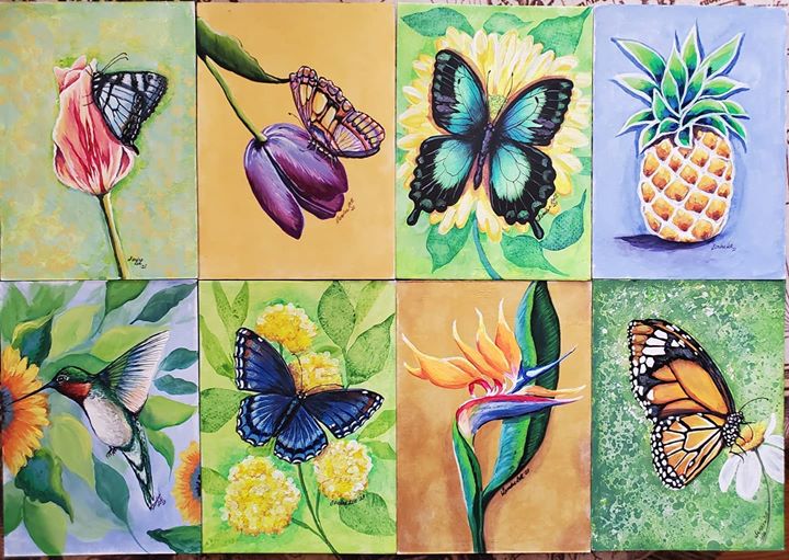 These were 8 -5×7 paintings I did as gifts to